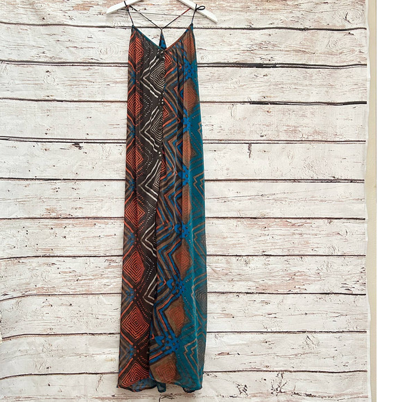 RVCA Tribal Print Maxi Dress Sz M - Picture 2 of 10